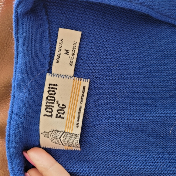 London Fog Vintage Royal Blue Cardigan Sweater - Picture 4 of 5